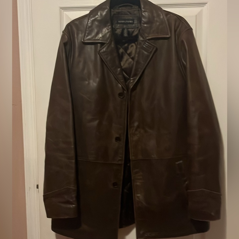 Strellson Dark Brown Leather Trench Coat